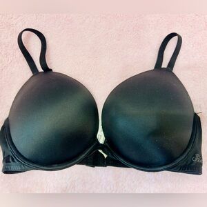 PINK Victoria's Secret Very Sexy Plunge Push Up Black Bra Size 36C, EUC